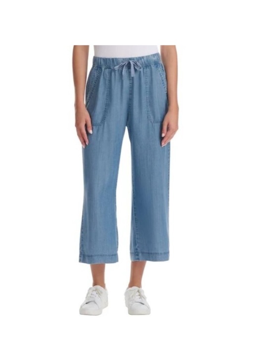 Splendid Pants - Splendid Chambray Blue Wide-Leg Cropped Capris